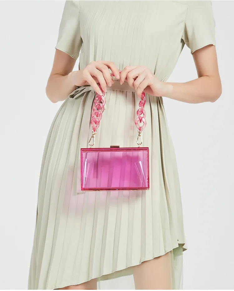 2021 Crystal Wedding Party Handbag Women Square Acrylic Evening Bag Clutch Purse Clear