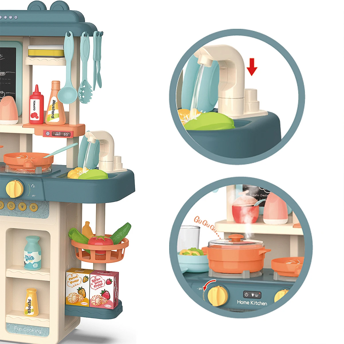 Plastic Spray Realistic Lights Sounds Pretend Play Preschool Cooking Game Set Kitchen Toys For KIDS