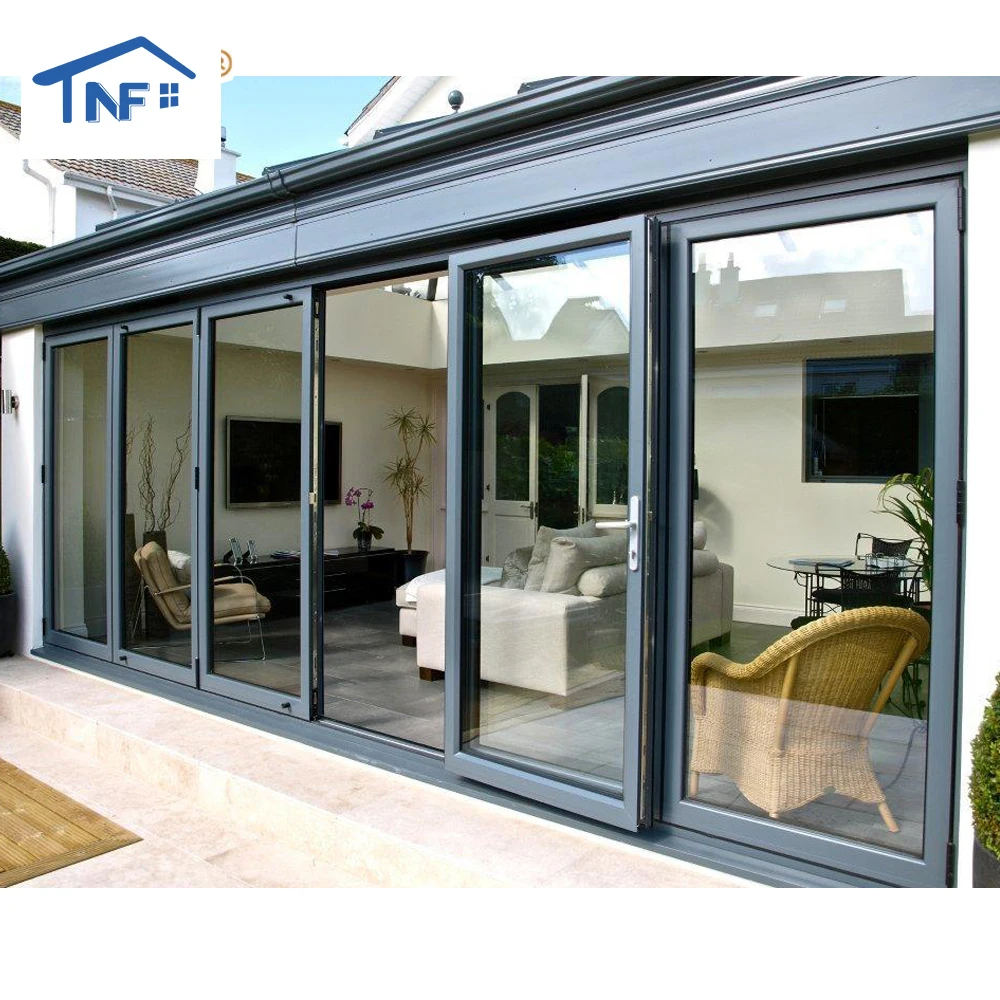 Heat proof Slim Frame sound-proof Aluminium Alloy Frame House use  glass sliding patio door