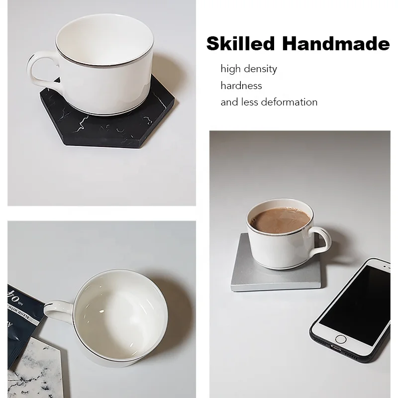 Suanti 4PCS custom polyersin swirl coaster table wine coffee cup mat tea drink hotel luxury resin marble coasters set