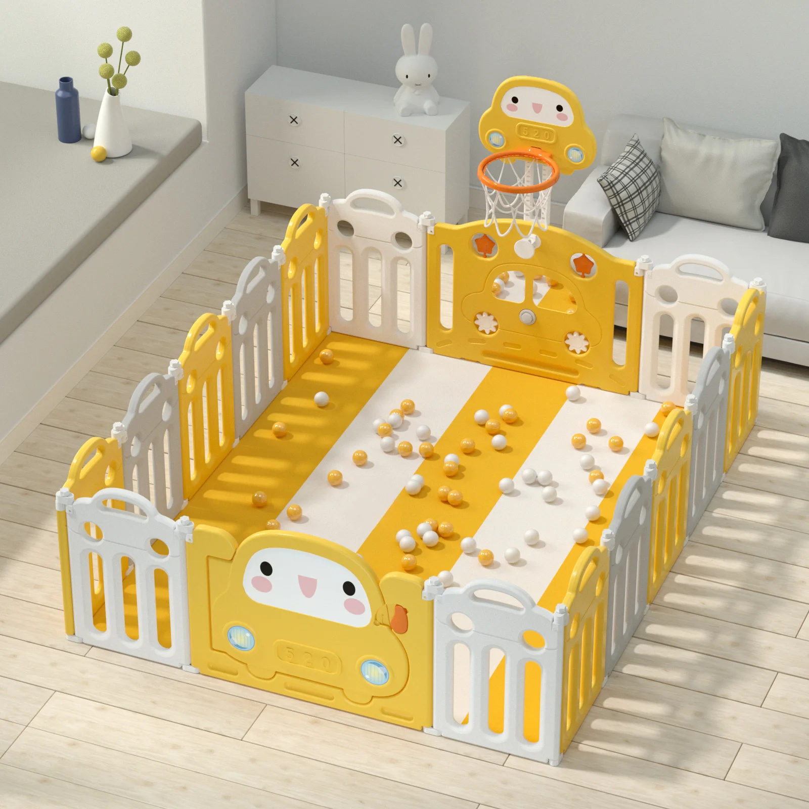 MH175  MXHAPPY Yellow White  Baby Playpen  Play Yard Fence Indoor Playpen Play Gate Portable playpen