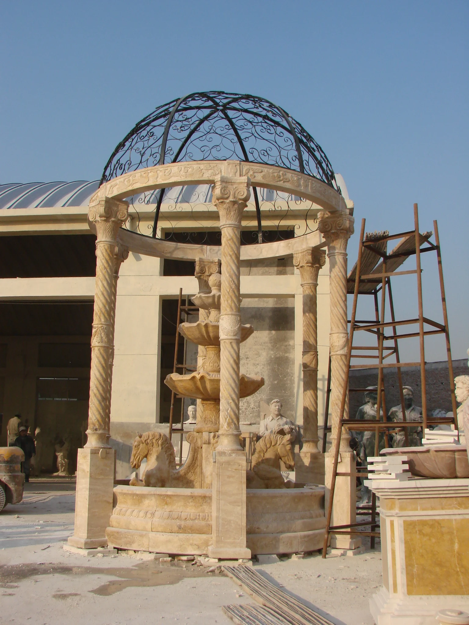 Classical Style Hand Carved Stone Sculpture Marble Gazebo