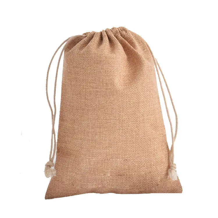 Wholesale 10 X 14 Cm Oem Custom Logo Print Small Mini Burlap Jute Drawstring Pouch Bag
