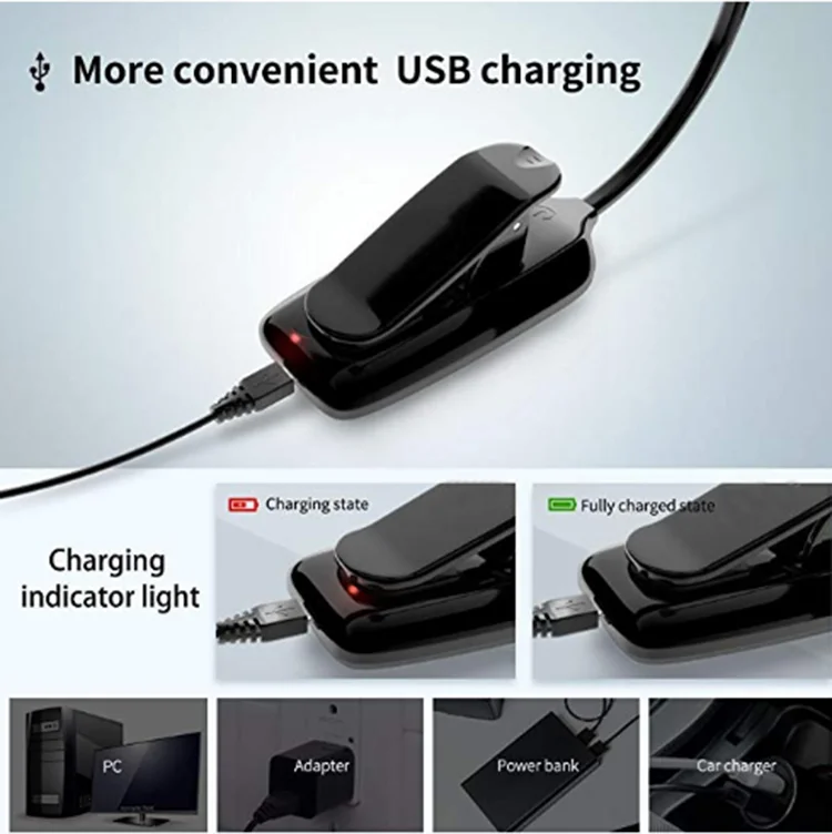 
Book Lamp Rechargeable Foldable USB LED Foldable White Light Body Item Battery Warm light clip on reading light 