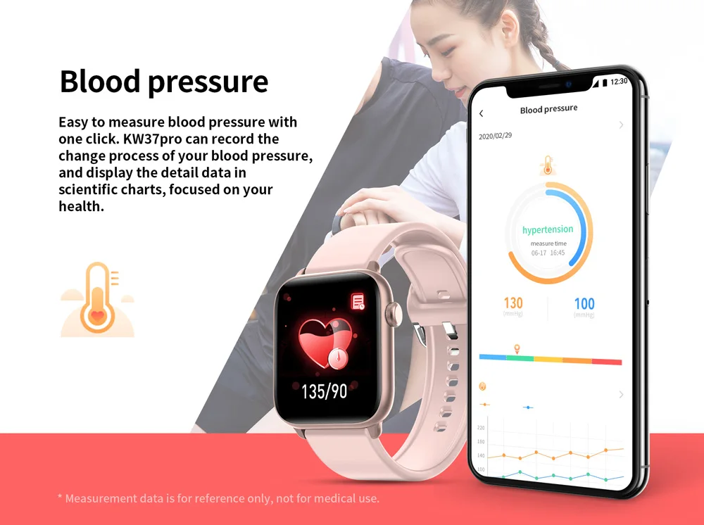 Kingwear KW37PRO Health monitor smart watch heart rate blood pressure blood oxygen monitor thermometer smart watch