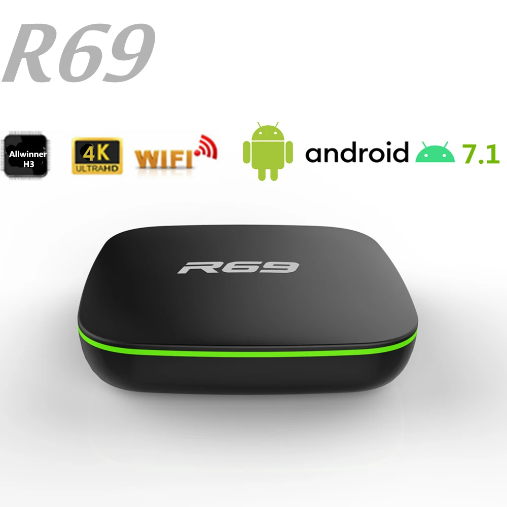 Недорогая ТВ-приставка Android R69 Allwinner H3 7 1 2 Гб 16 цифровой кабель 4k android TV