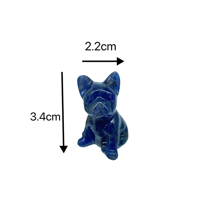 HZ Natural Gemstone Stone Quartz Hand Carved Crystal French Bulldog Dog for Home Decor