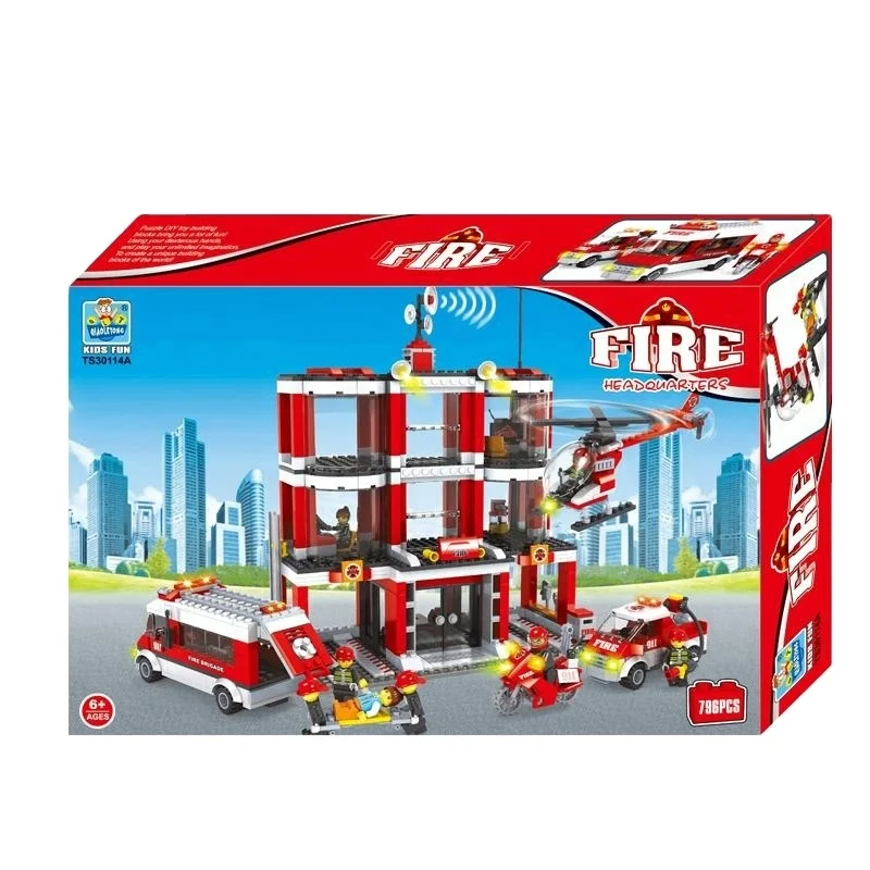construction fire headquarters self assemble toy build blocks