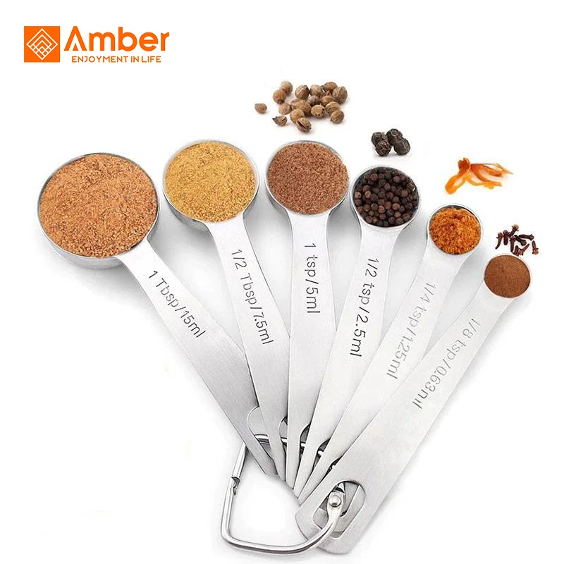 Экологичный многофункциональный набор из 8 мерных ложек из нержавеющей стали для специй