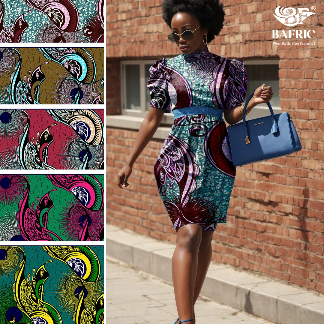High Quality BAFRIC Batik 100% Cotton Ankara Tissu Pagnes Africain Print Fabric