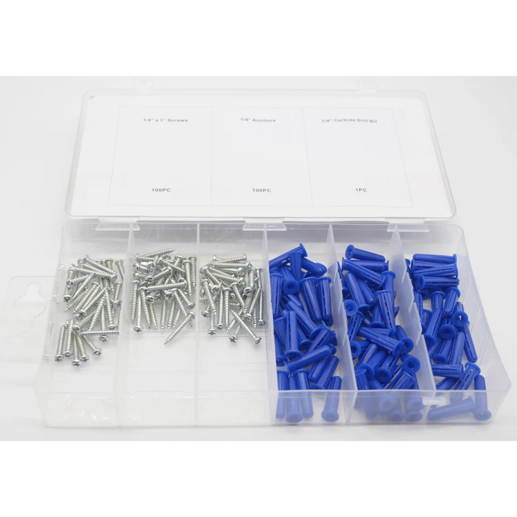 
Hot products screw anchor set,concrete screw with plastic anchor 