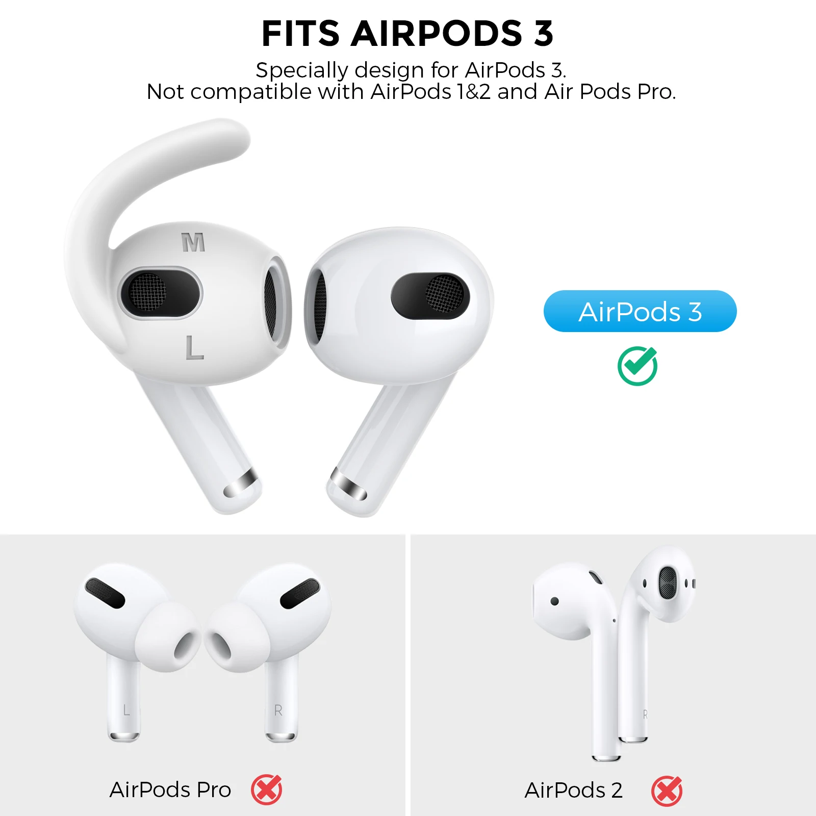 AhaStyle For Apple Airpods Case + Soft Silicone Antislip Ear Cover Hook Earphone Earbuds Tips Protective Case For Airpods 1 2