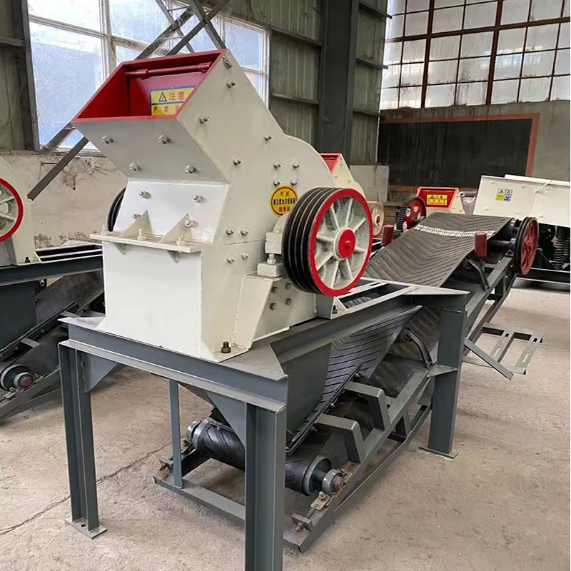 High Efficiency Gold Ore Hammer Mill Concrete Construction Waste Hammer Crusher With Conveyor Belt