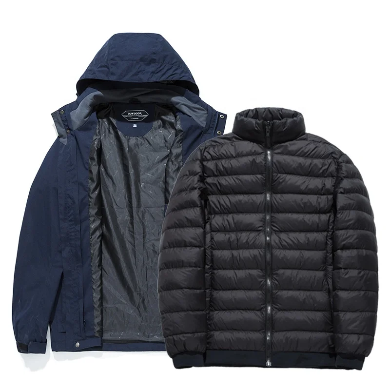 
High Quality 3 In 1 Custom logo Jacket waterproof and breathable Down jacket Outdoor sports shell jacket 
