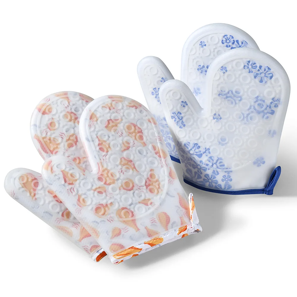 Non-Slip Heat Resistant Pot Holders Silicone Microwave Gloves Oven Baking Hot Pot BBQ Gloves Silicone Oven Mitt