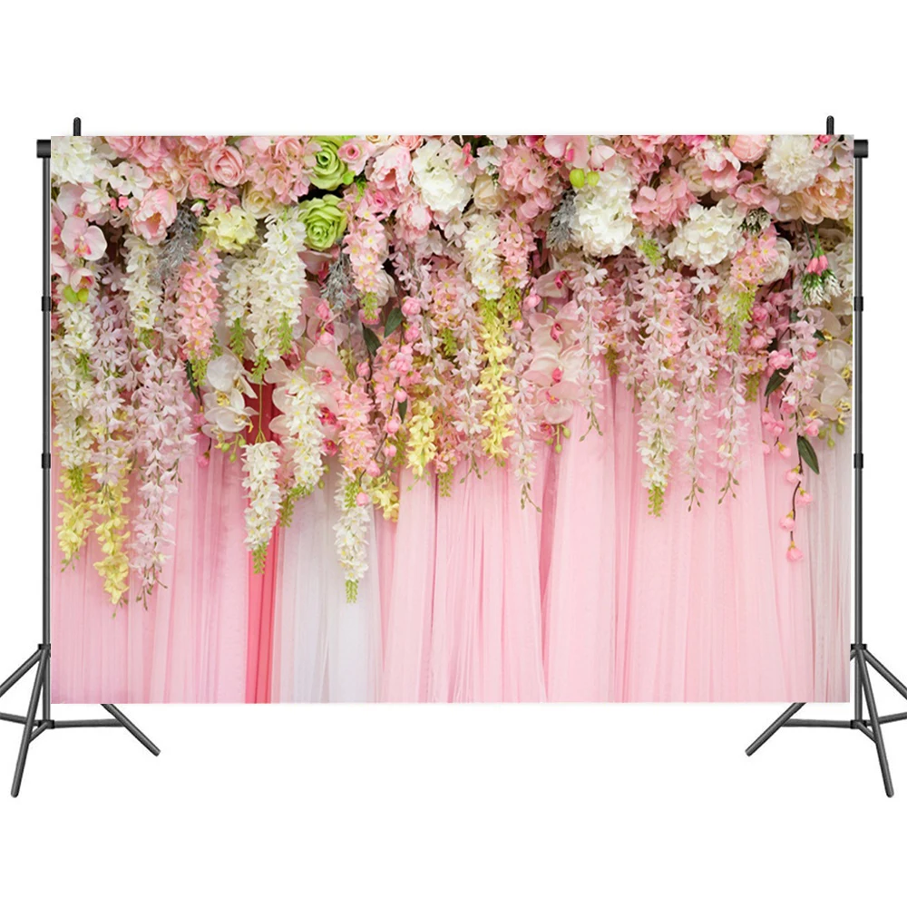 3DWedding Backdrop pink flower Wall Party Decoration Photocall Bridal Shower Backdrop Birthday Photography Background