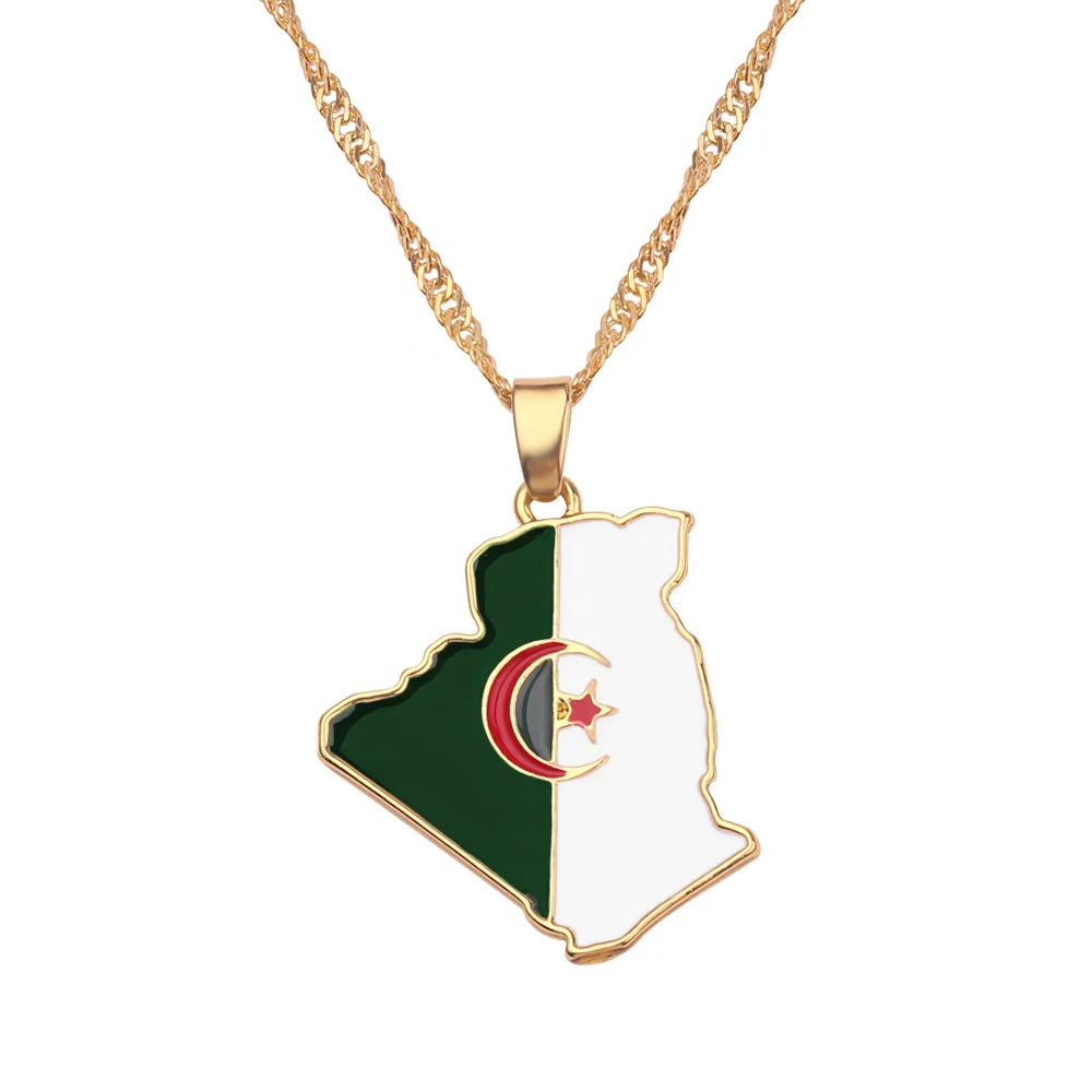Best Selling World Map And National Flag Creative Jewelry Necklace Wholesale Factory Sales Alloy Pendant World Map Necklace