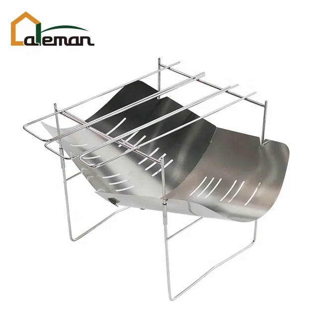 Portable Stainless Steel Fire Pit, Ultralight Fire Bowl Firewood Stand Rack Frame Bonfire Campfire Barbecue with Carry Bag OEM