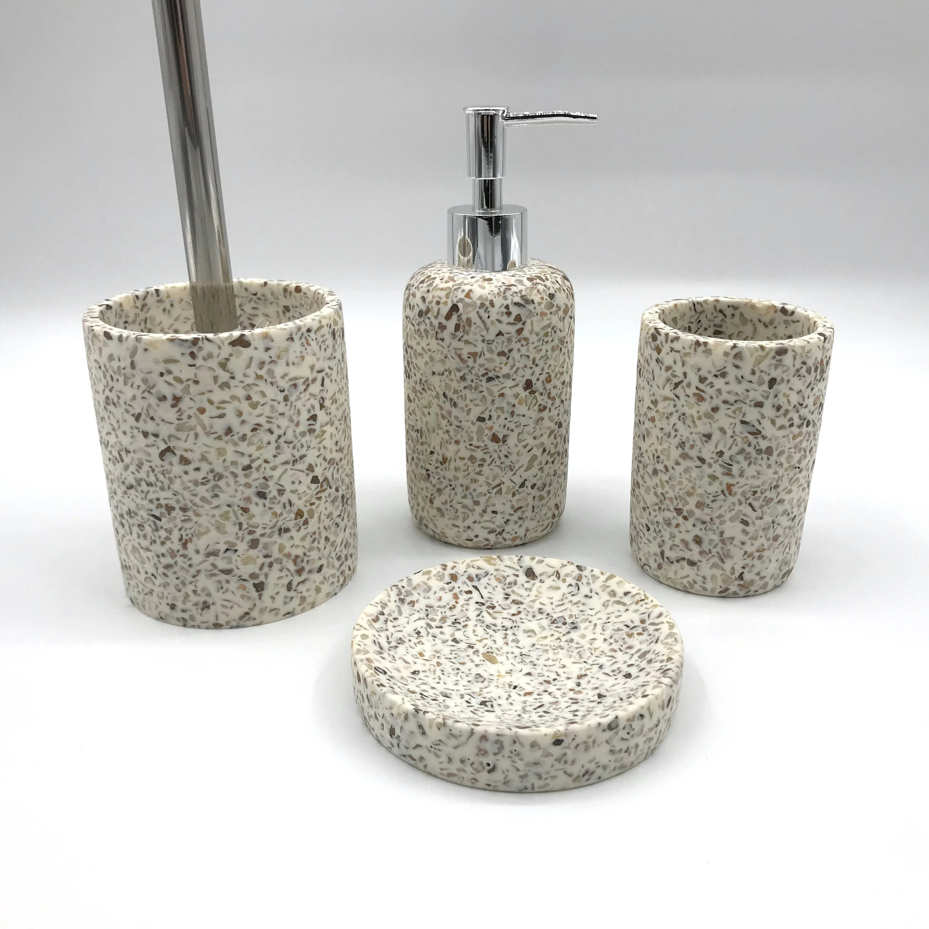 Terrazzo 6 piece set resin bathroom accessories set designers bathroom set