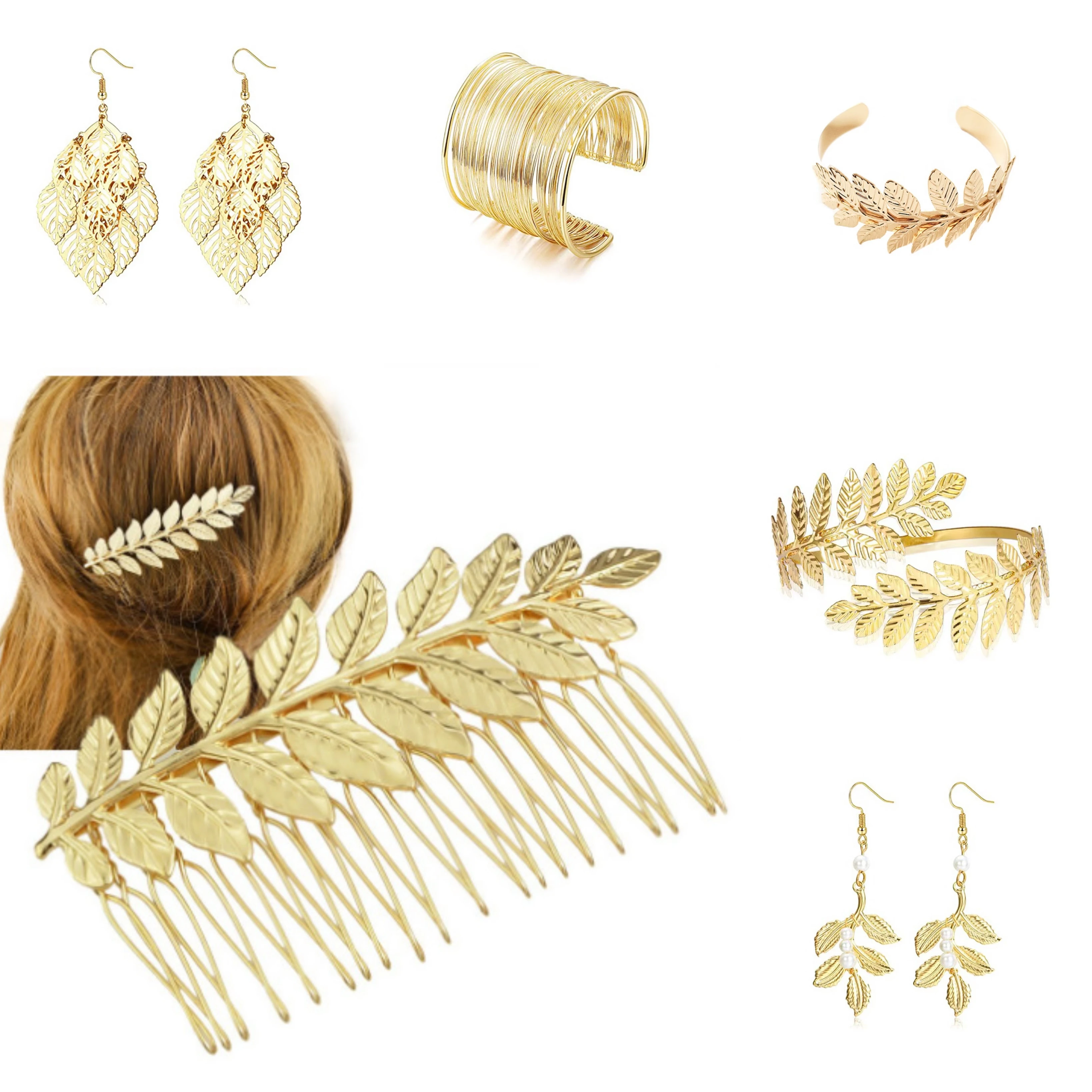 Hot Sale Wedding Supplies Goddess Headband Gold Leaf Branch Hair Band Crown Bridal Wedding Headpiece Greek Accessories