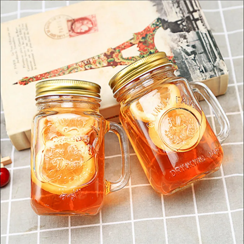 Top Seller Hot Sale Wholesale Colored Glass Mason Jars Cup With Handle And Straw