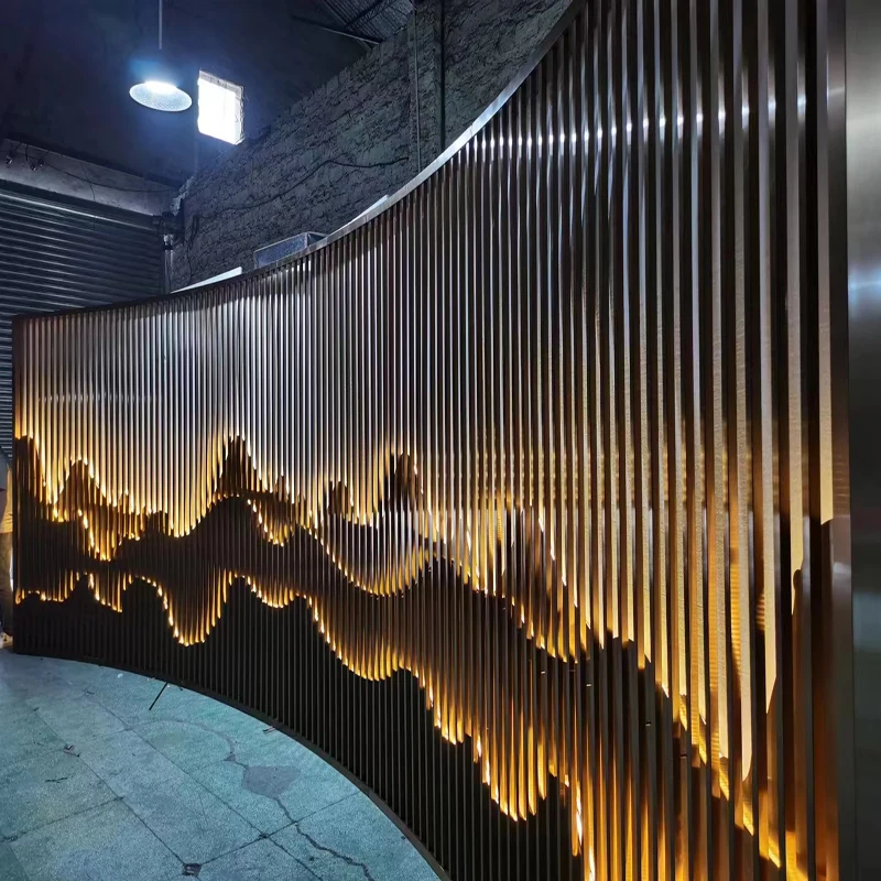 artistical mountains-and-waters painting approximate size general design stainless steel frames screen partition room divider