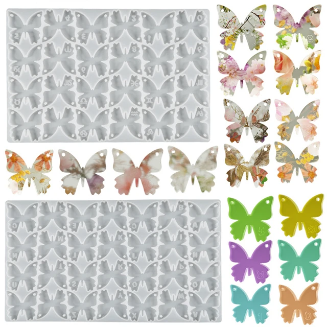 N142 DIY Epoxy Small Casting Resin Mold Zodiac Signs Butterfly Pendant Mould Butterfly Silicone Keychain Molds For Resin