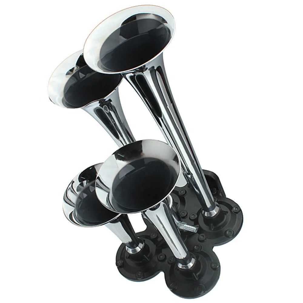 12/24v 4pipe 135db Super Loud Chrome no rust Triple Trumpet Air Horn Boat Bus Truck Lorry Train motorcycle car tank horn