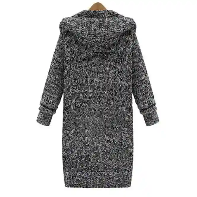
Large Size Womens Autumn And Winter Europe And The New Long Thick Knit Cardigan Loose Hooded Sweater Women Wholesale 