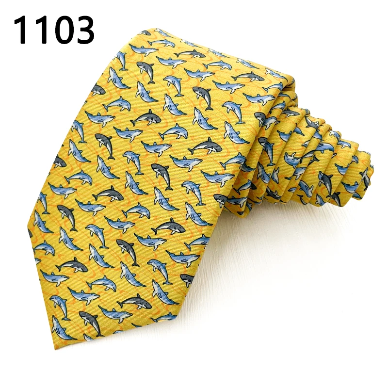 TONIVANI-64-6, дельфин, слон, дракон, рыба, божья коровка, фламинго, животные, галстуки, повседневный галстук