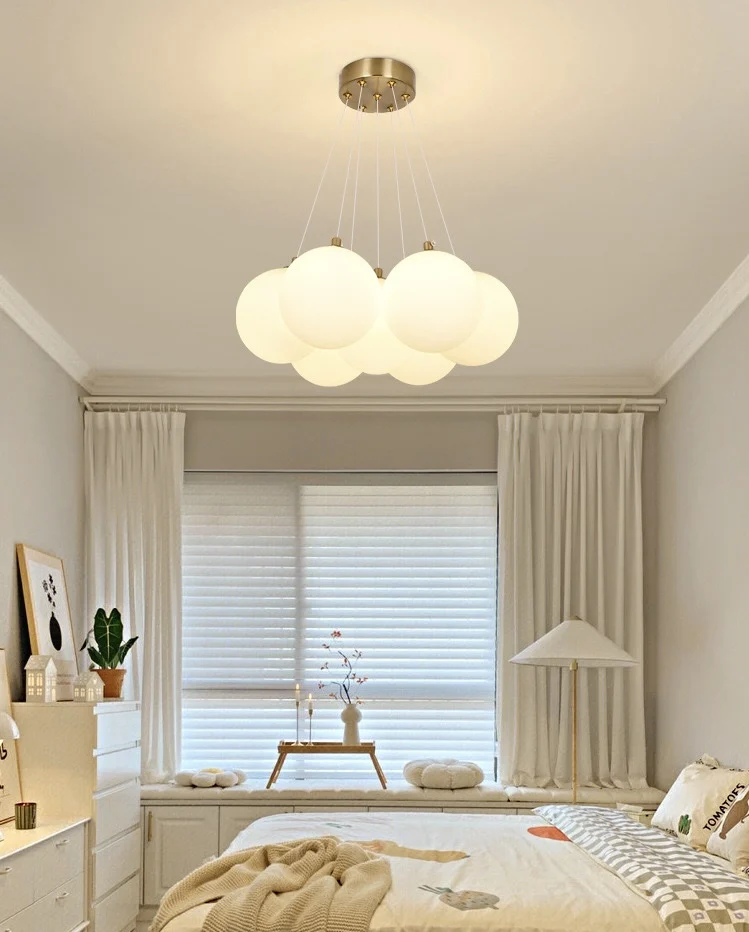 Nordic Minimalist Planet Bubble Ball Chandelier Glass Ball French Light Lamps Magic Beans Cloud Moon Hanging Ceiling Lamp