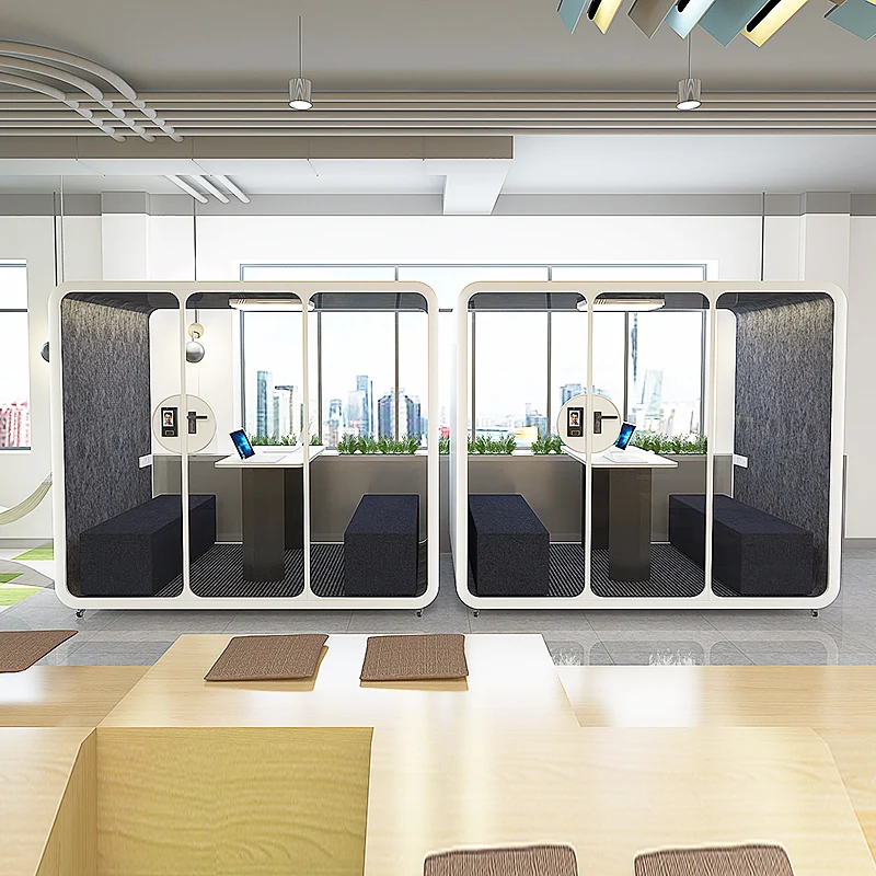 CYspace Popular Design Modern Soundproof Glass Wall 6 Persons Large Size Outdoor Office Pods Phone Booth Cabin House