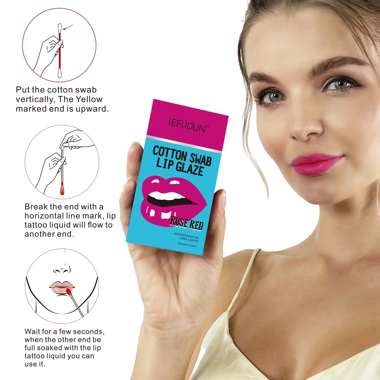SEFUDUN Wholesale Novelty Cigarette Case Waterproof Long Lasting Non-stick Velvet Girls Tinted Cotton Swab Lip Gloss