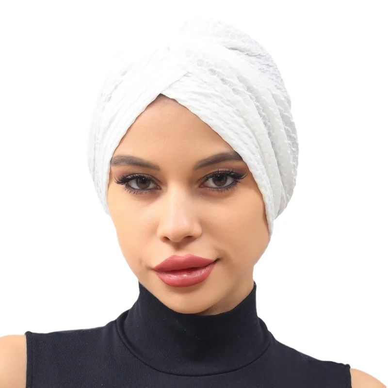 Stretch Turban Hats for Women African Knot Headwraps Soft Pre Tied Bonnet Hair Wrap Pretied for Black Women Vacation Hair Decor