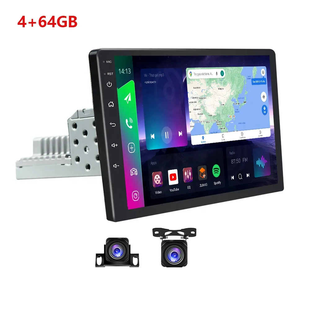 Universal single 1DIN Android GPS IPS 9/10.1 inch car radio1280*720 8- Core 4+64GB 4G Carplay RDS Car DVD player