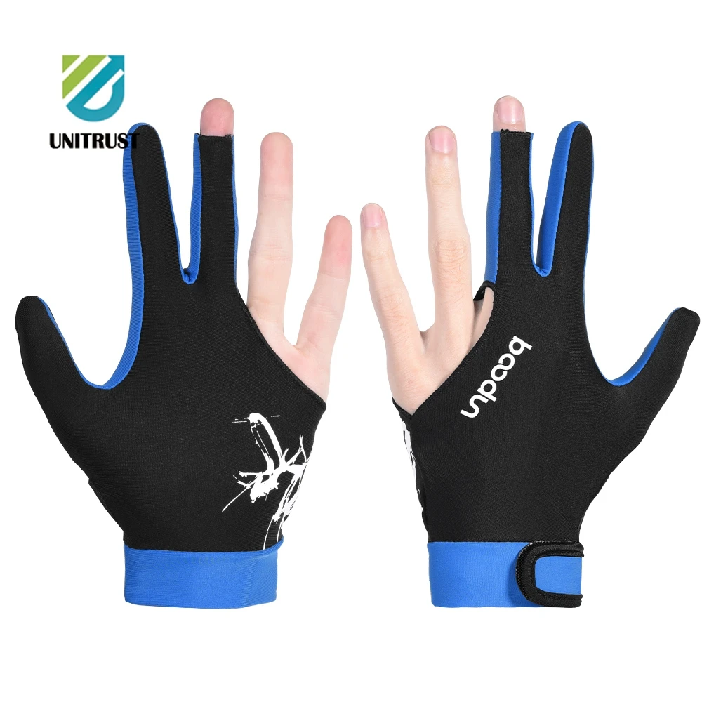 Customized Logo high quality 3 finger billiards gloves breathable pool snooker cue gloves