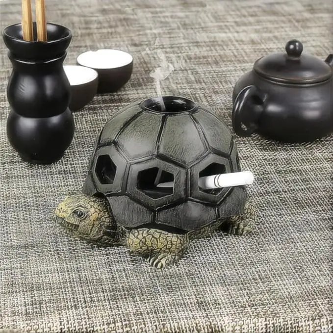 Turtle Ashtrays for Cigarettes Ash Tray with Lid for Home and Outdoor Office Garden Porch Decor Gift Cigar Ashtray