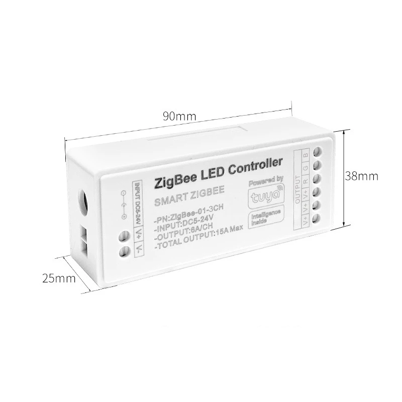 Tuya Zigbee LED Controller Smart Life Alexa 5CH RGBWC RGBCW Color Temperature RGB+CCT LED Strip Controller