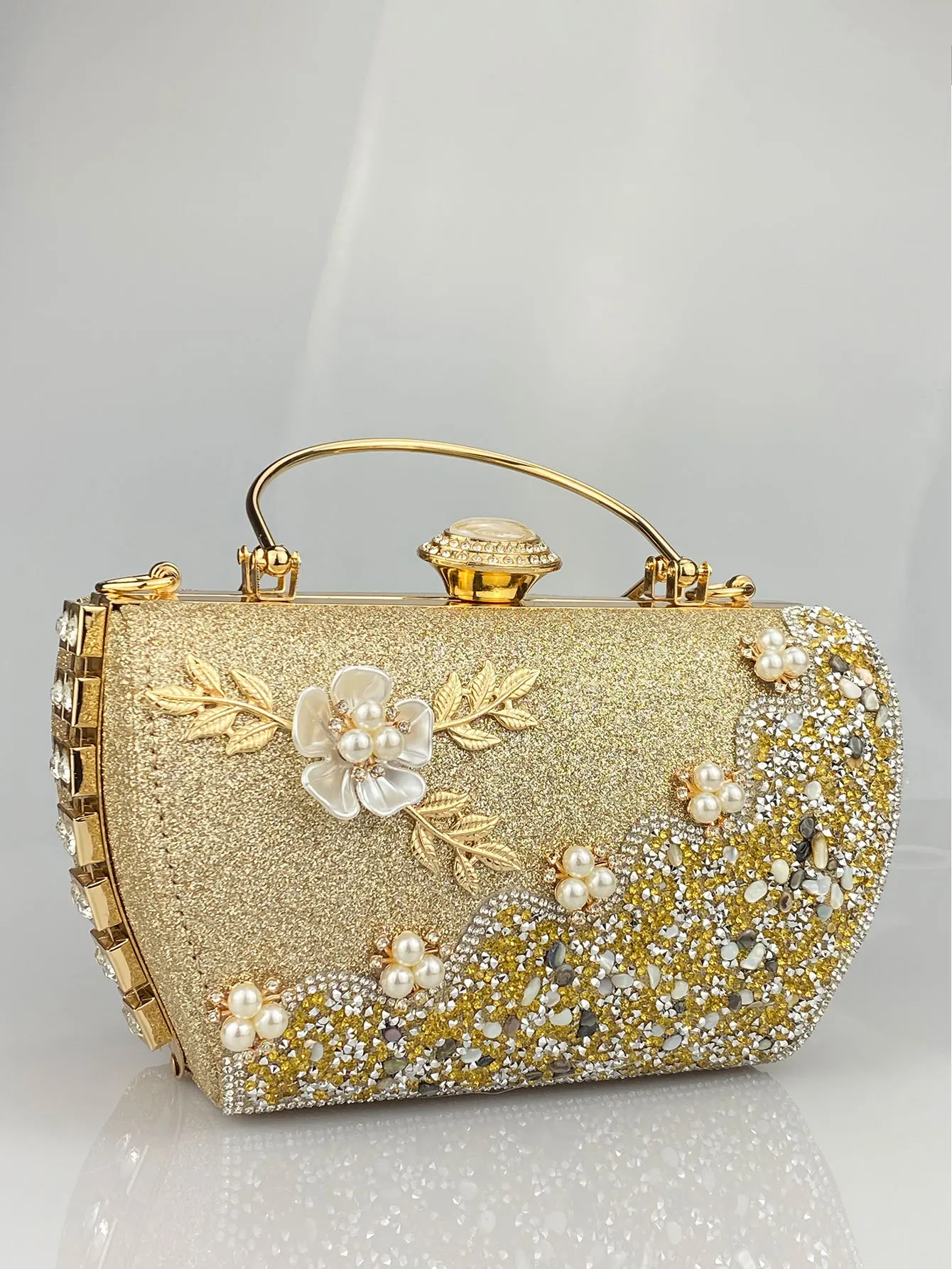 Luxury New Clutches Bag Women Purse Bling Party Bags Bridal Wedding Elegant Flower Evening Bags For Woman