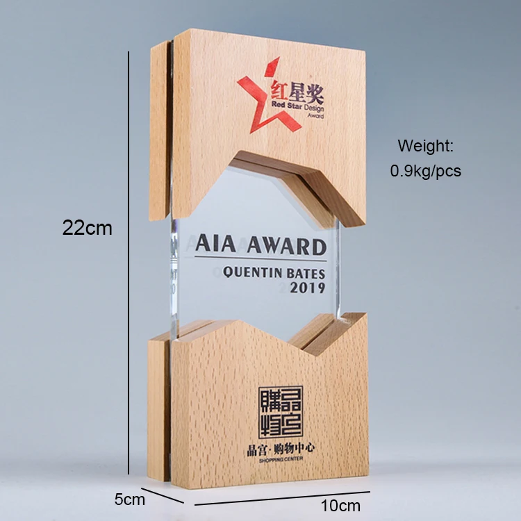 
Custom engraved trophy Crystal wooden Award Plaque 