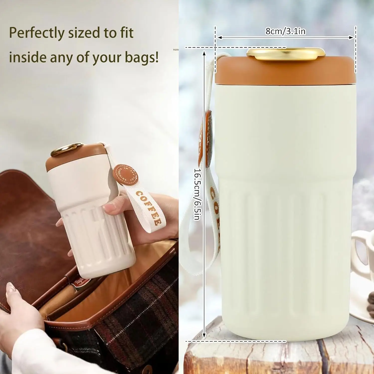 Coffee Thermal Mug with Temperature Display Portable Double-layer Vacuum Cup 450ml Capacity Car Water Cup For Travel