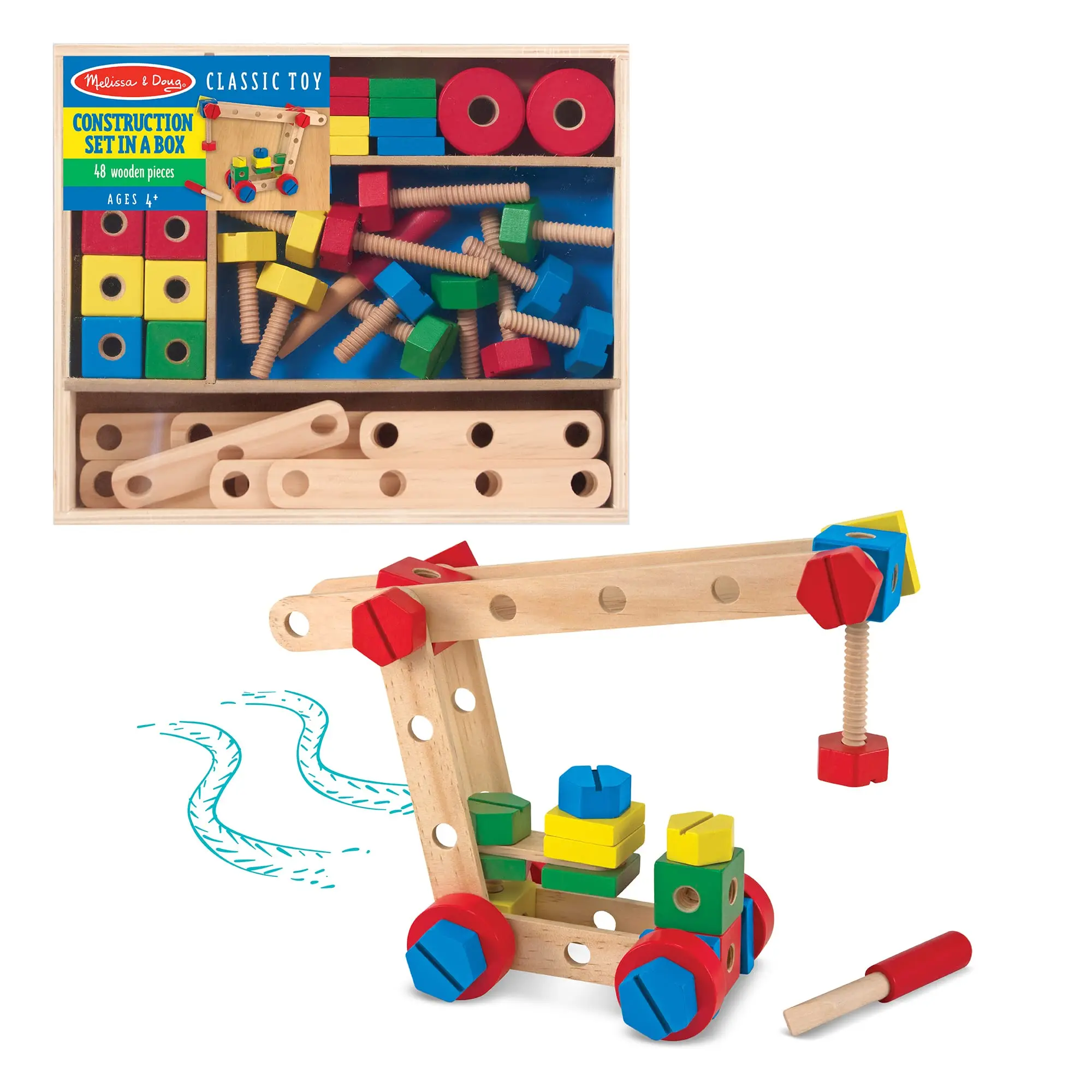 WANHUA Wooden  Educational Puzzle Gam Wooden Construction Building Set in a Box (48 pcs)  for kids