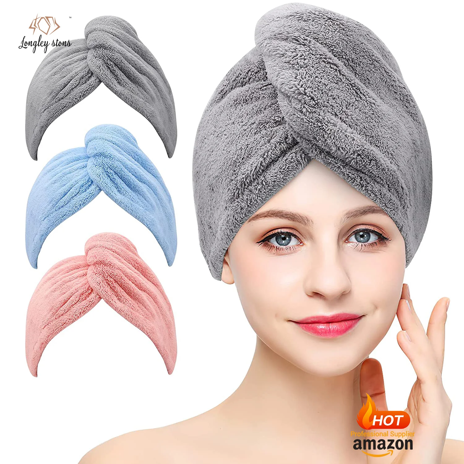 Wholesale Custom Bathroom Essential Wet Hair No Frizz Quick Dry Turban Soft Microfiber Hair Towel