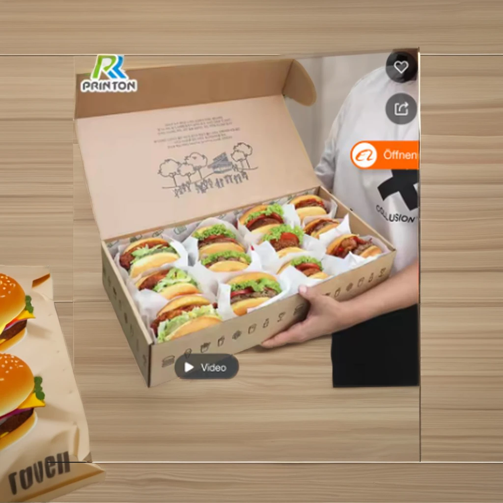 Hamburger French Fries Fried Chicken Wing Snacks Packaging Box Fast Food UV Advantage Paper Container for Sushi and Noodles