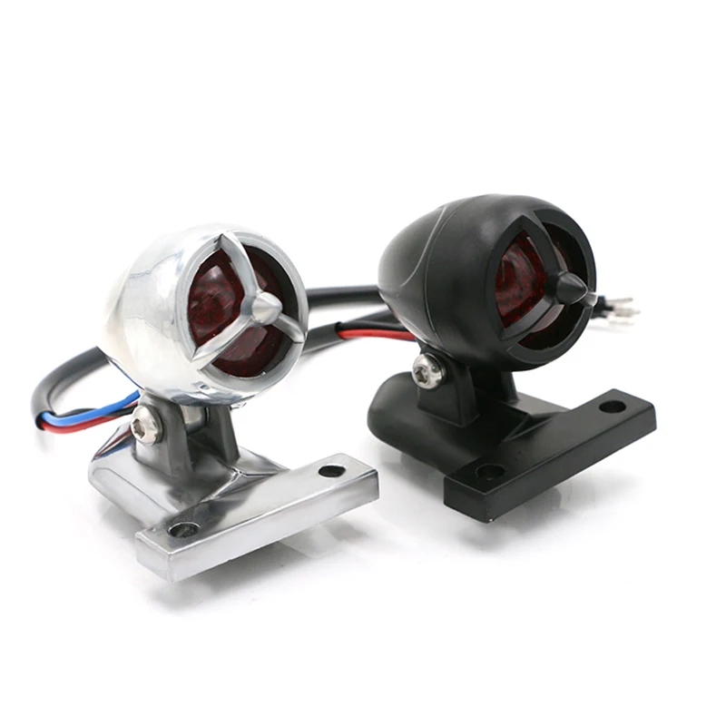 12V Motorcycle Rear Light LED Retro Aluminum Rear Brake Lights Universal Motor Bike Stop Lamp