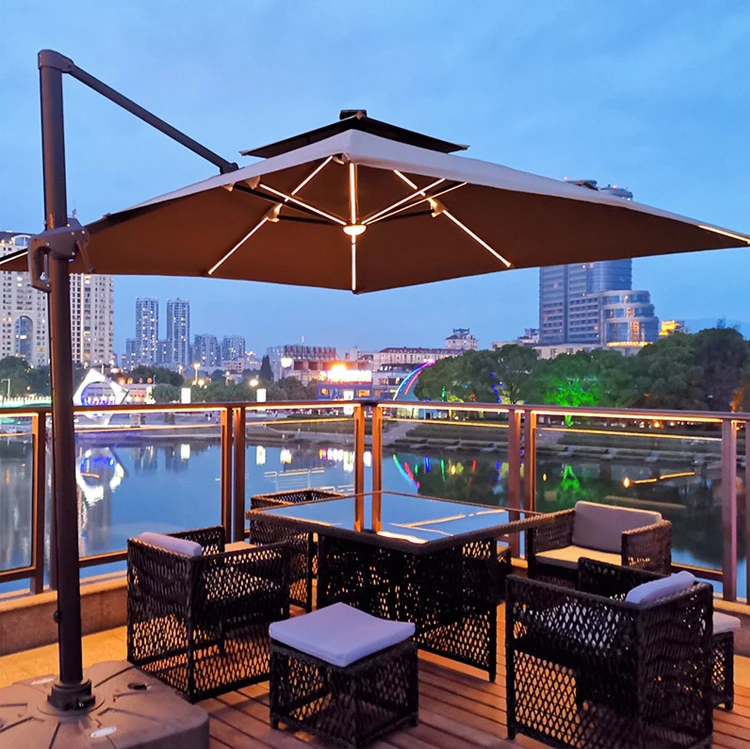 10 футов, железные подвесные консольные зонтики для внутреннего дворика, зонты от солнца в виде банана, садовый уличный зонтик