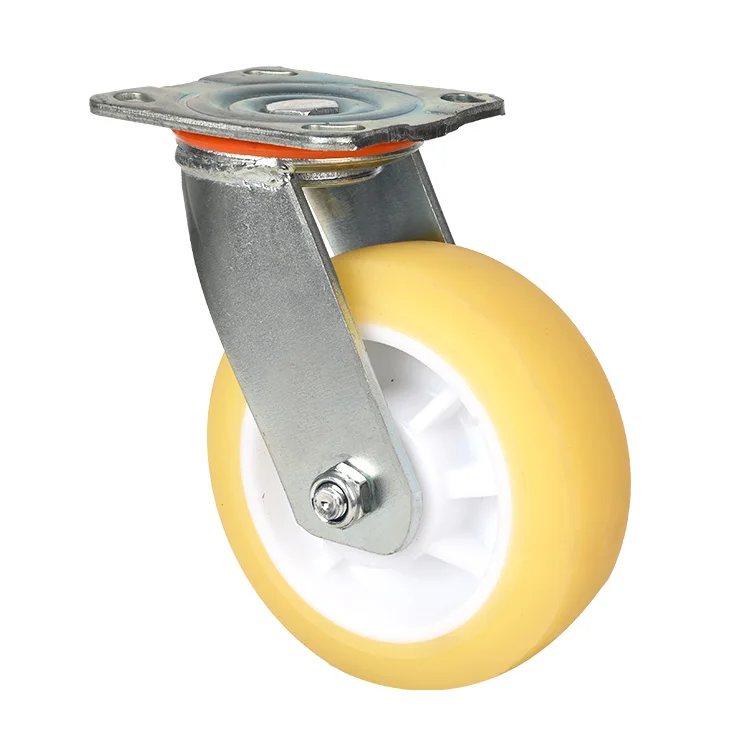 Professional production pp core load 300kg yellow 5 inch industrial tpr silent caster