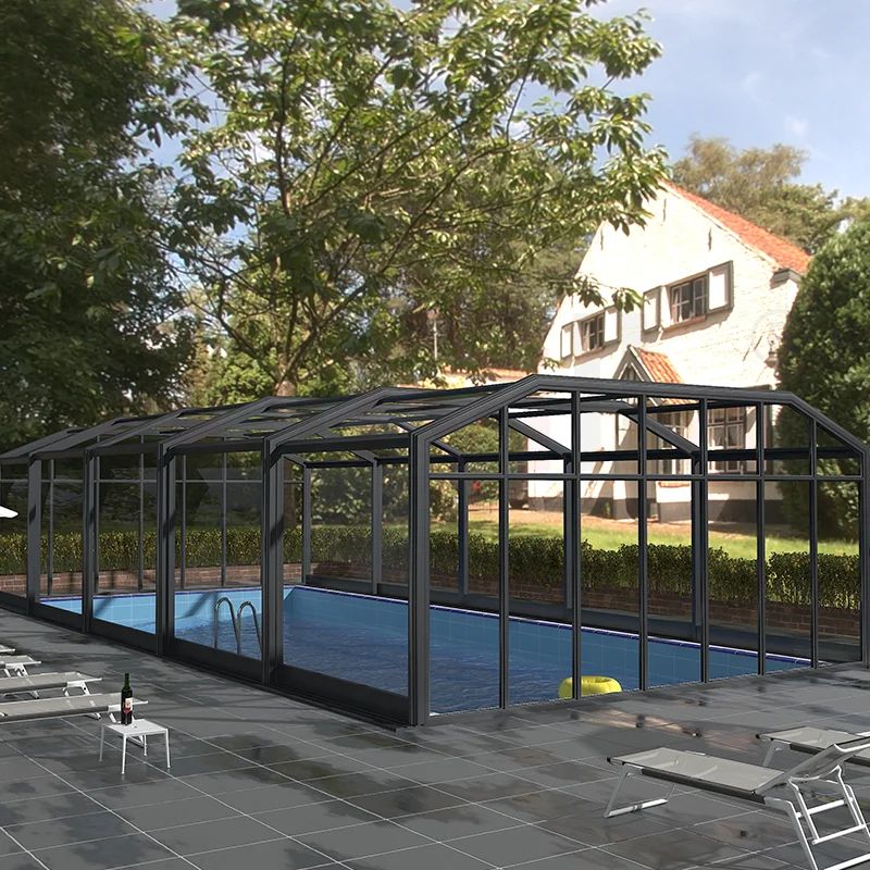 Baivilla Factory Direct Motorized Telescopic Big Swimming Pool Enclosure For Hotel