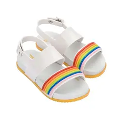 mini melissa shoes kids Parallel Bar Solid Color Rainbow Belt Big Girls Sandal, Middle School Non Slip Jelly Shoes,