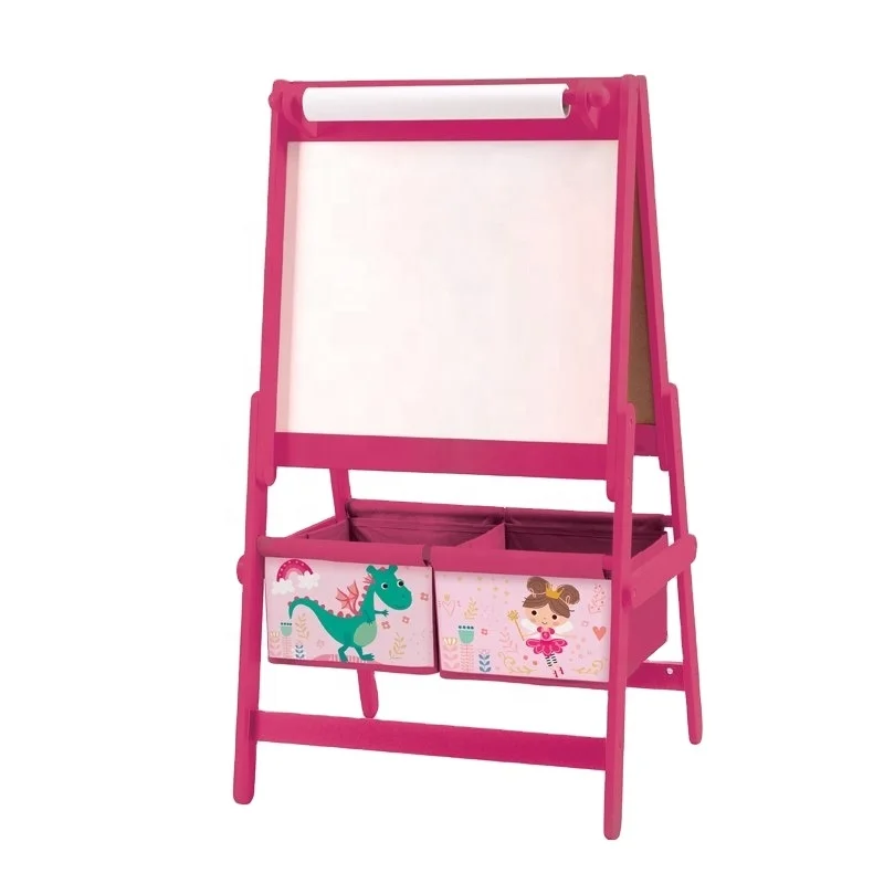 Toffy & Friends art standing easel double-sided with blackboard and storage  Girl Unicorn design